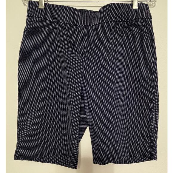 Anne Klein Size 6 Blue & White Polka Dot Shorts Elastic Waist - Picture 1 of 9